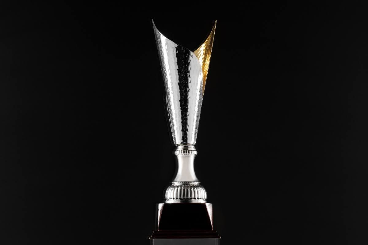 Silver cup award trophy.