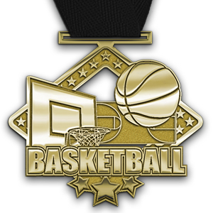 Diamond Cut Basketball Medal