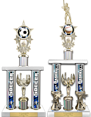 WW128JS-ACAMB Trophy Deals 22 Action Matrix Achievement Silver Flute 2 Column Trophy Custom Achievement Trophies with Personalized Engraving